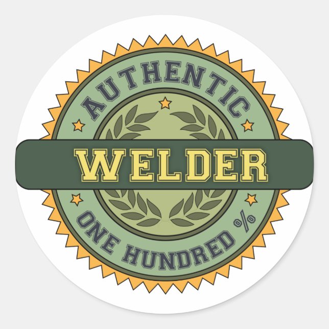 Authentic Welder Classic Round Sticker (Front)