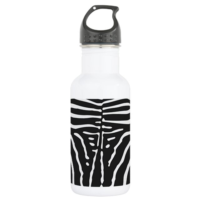 Authentic Zebra Skin Print - black white stripe 532 Ml Water Bottle (Front)