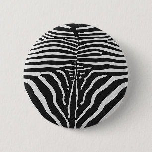 Authentic Zebra Skin Print - black white stripe 6 Cm Round Badge