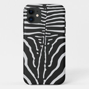 Authentic Zebra Skin Print - black white stripe iPhone 11 Case