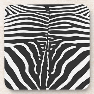 Authentic Zebra Skin Print - black white stripe Coaster