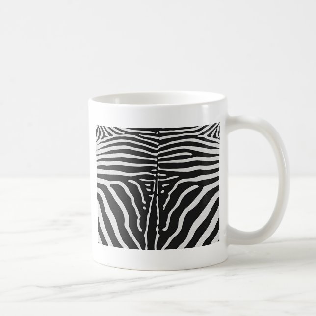 Authentic Zebra Skin Print - black white stripe Coffee Mug (Right)