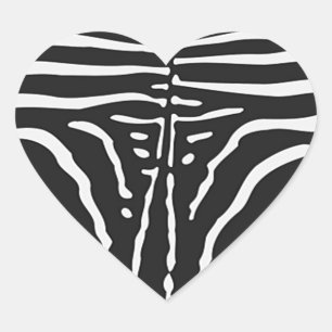 Authentic Zebra Skin Print - black white stripe Heart Sticker
