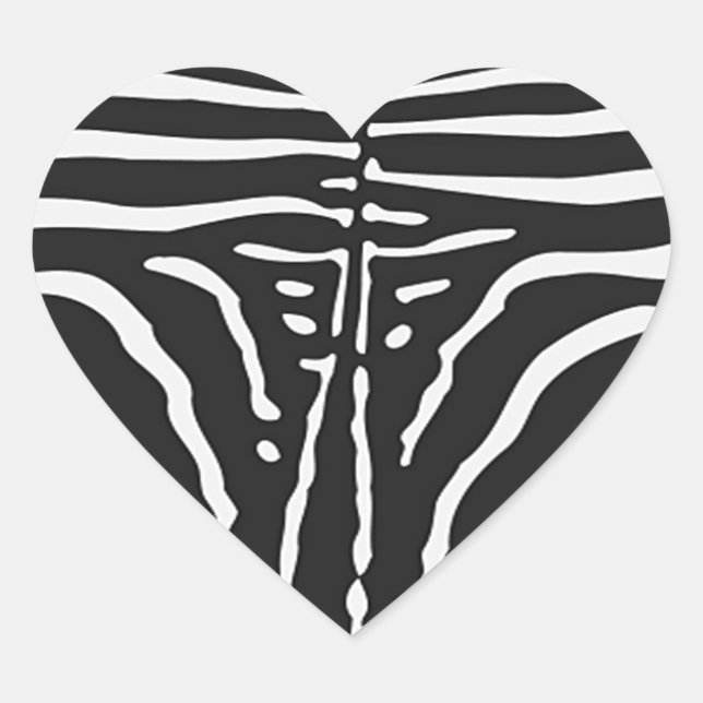 Authentic Zebra Skin Print - black white stripe Heart Sticker (Front)