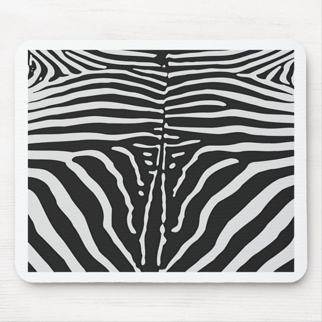 Authentic Zebra Skin Print - black white stripe Mouse Mat (Front)