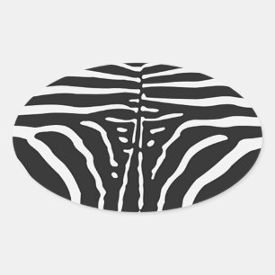 Authentic Zebra Skin Print - black white stripe Oval Sticker