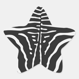 Authentic Zebra Skin Print - black white stripe Star Sticker