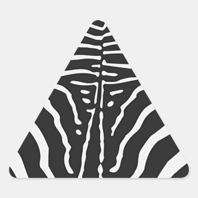Authentic Zebra Skin Print - black white stripe Triangle Sticker (Front)