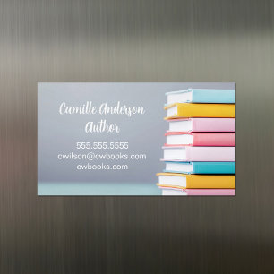 Author Book Launch Cute Pastel Freelance Writer Magnetic Business Card