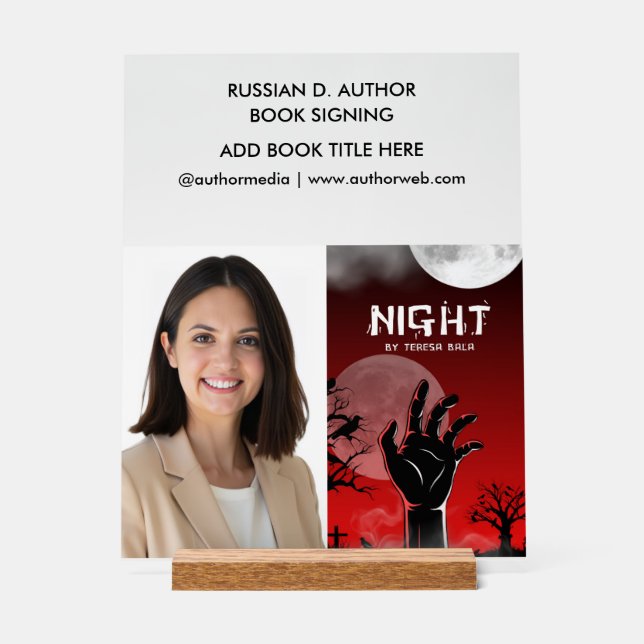 Author Book Launch Promotional Acrylic Book  Sign (Front)