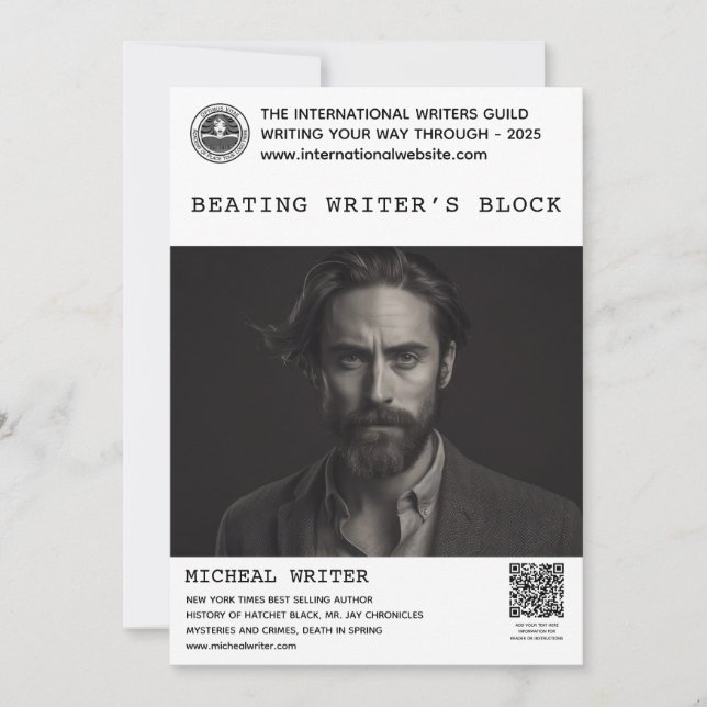 Author Book Promotion Speaker Writer’s Workshop QR Invitation (Front)