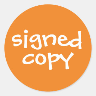 Author Book Signed Copy Orange Classic Round Sticker