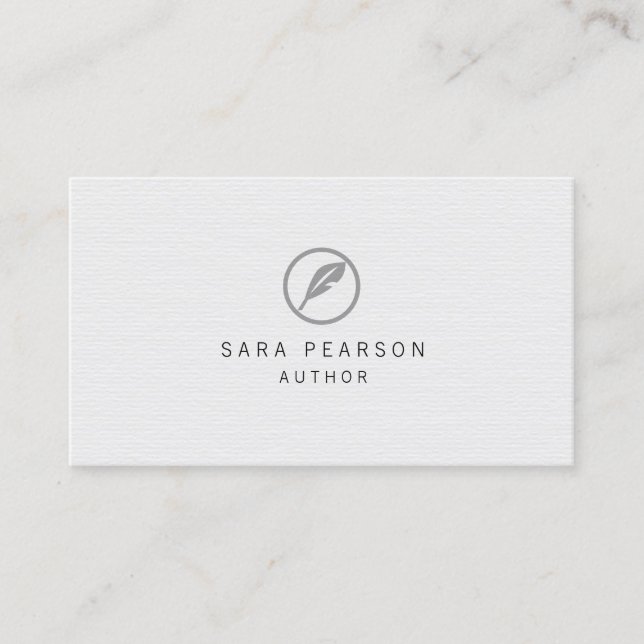 Author Elegant Quill Icon Publishing Business Card (Front)