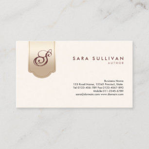 Author Gold Tab Monogram Business Card