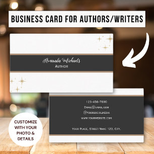 Author Minimalist Elegant Brown Black Business Card