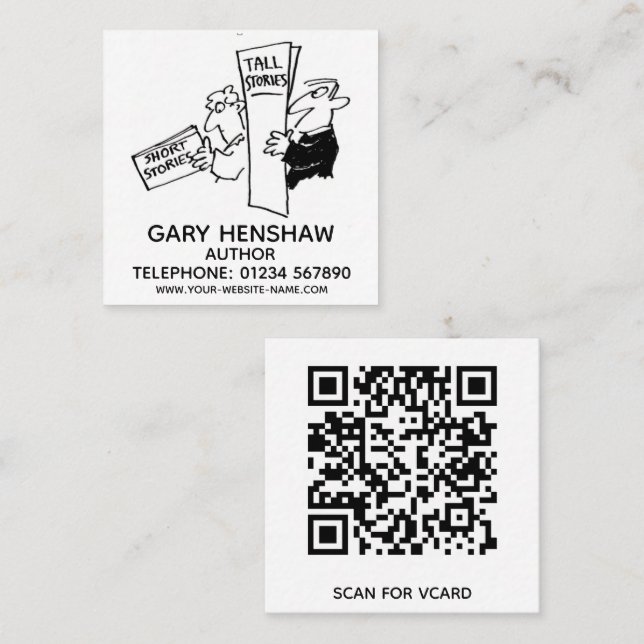 Author or Writer Square Business Card (Front/Back)