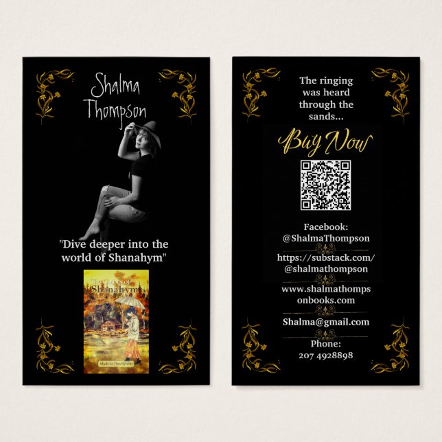  Author Promotion Gold Floral Profile Cards (Front & Back)