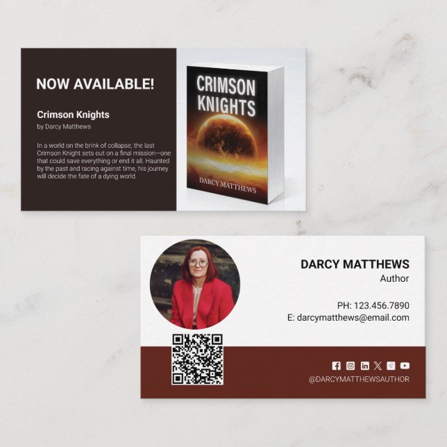 Author Promotional Book Marketing Photo Business Card (Front/Back)
