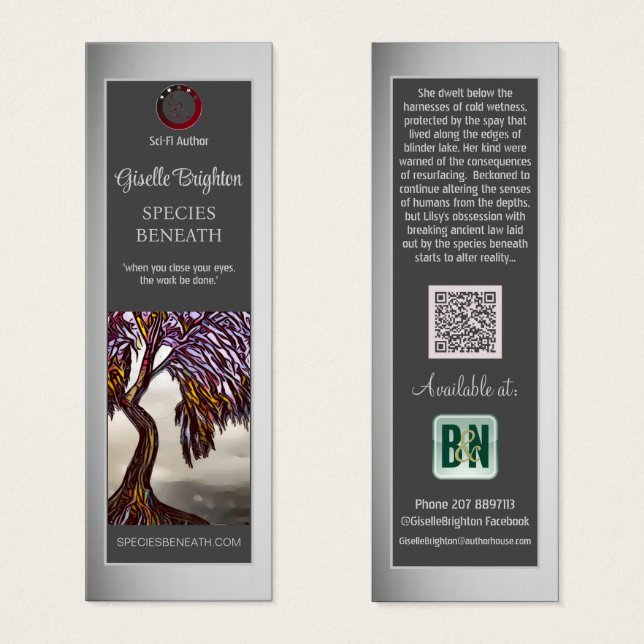  Author Promotional Material Grey Bookmarks (Front & Back)