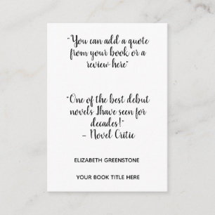 Author Promotional Review Bookmark Enclosure Card