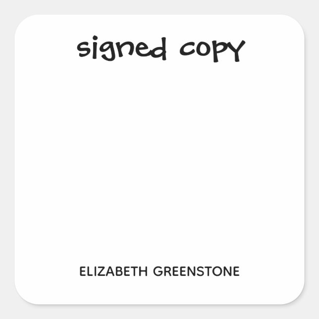Author Promotional Signed Copy Square Sticker (Front)