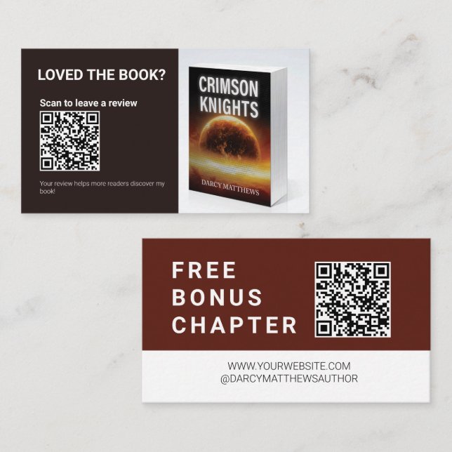 Author QR Book Review Request Free Bonus Chapter Business Card (Front/Back)