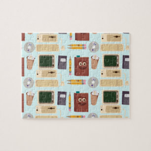 Author Retro Tools Cartoon Pattern Fun Jigsaw Puzzle
