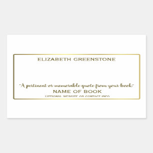 Author Signature Bookplate Rectangular Sticker