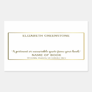 Author Signature Bookplate Rectangular Sticker