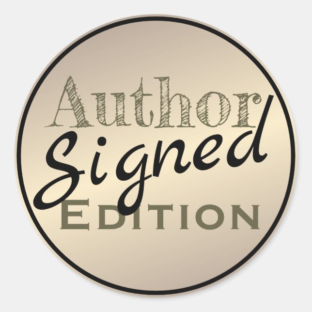 Author Signed Champagne Colour Classic Round Sticker (Front)