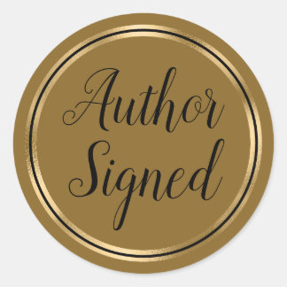 Author Signed Coffee Caramel Gold Classic Round Sticker