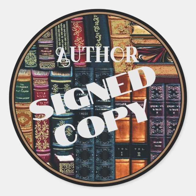 Author Signed Copy Books Background Classic Round Sticker (Front)