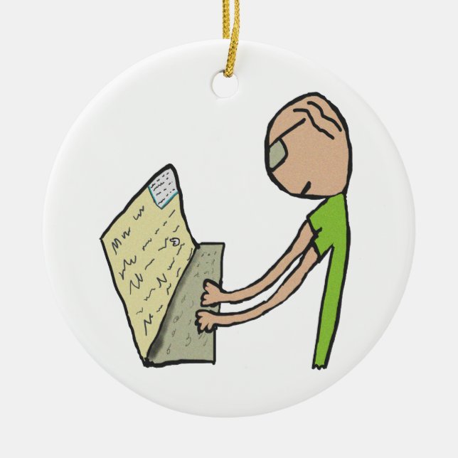Author Writing Ceramic Tree Decoration (Front)