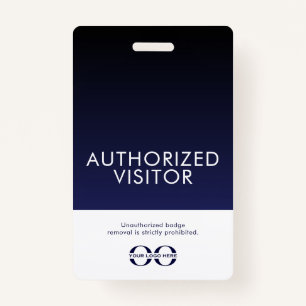 Authorised Visitor Badge Navy Blue ID Badge