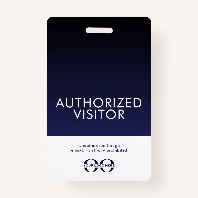 Authorised Visitor Badge Navy Blue ID Badge (Front)