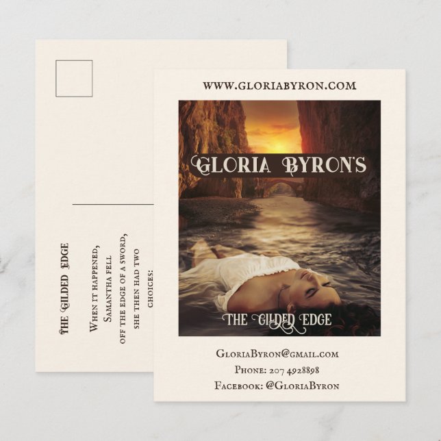 Author's Promotional Material Gilded Edge   Invitation Postcard (Front/Back)