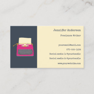 Authors Writers Editors Custom Typewriter Business Card