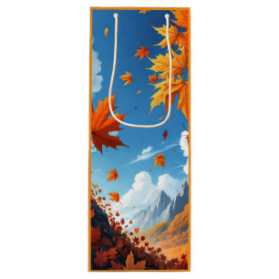 Authumn leaves orange wine gift bag