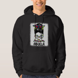 Autism Abuela Messy Bun Bleached Autism Awareness Hoodie