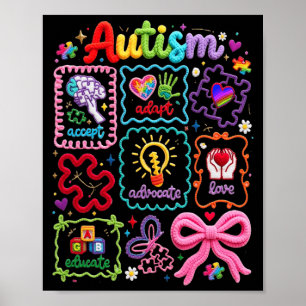 Autism Accept Adapt Advocate Educate Love Autism Poster