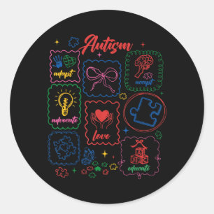 Autism Accept Adapt Advocate Love Educate Autism Classic Round Sticker