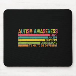 Autism Accept Support Understand Love Different (2 Mouse Mat