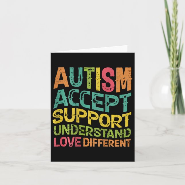 Autism Accept Support Understand Love Different (o Card (Front)