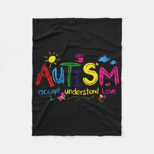Autism Accept Understand Love Autism Awareness  Fleece Blanket