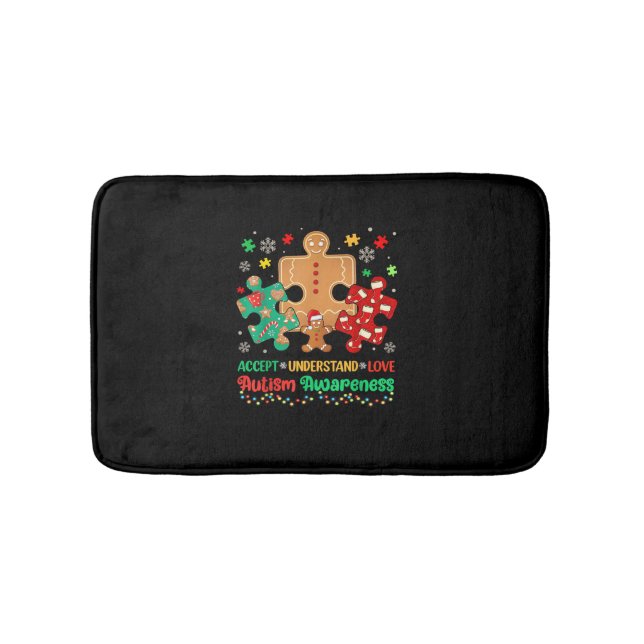 Autism Accept Understand Love Autism Puzzle Christ Bath Mat (Front)