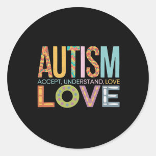Autism Accept Understand Love Awareness Support Ki Classic Round Sticker