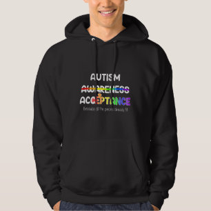 Autism Acceptance — All The Pieces Fit — White Hoodie