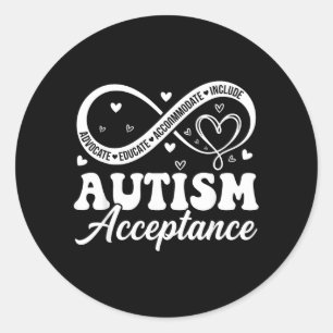 Autism Acceptance Awareness Infinite Women Men Classic Round Sticker