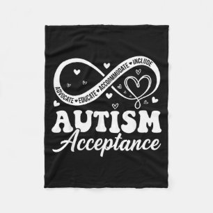 Autism Acceptance Awareness Infinite Women Men Fleece Blanket