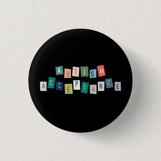 Autism Acceptance - Black Background 3 Cm Round Badge (Front)